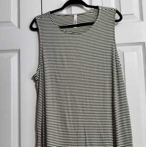 Women's size 1X/2X Olive and Cream striped tank by GeeGee